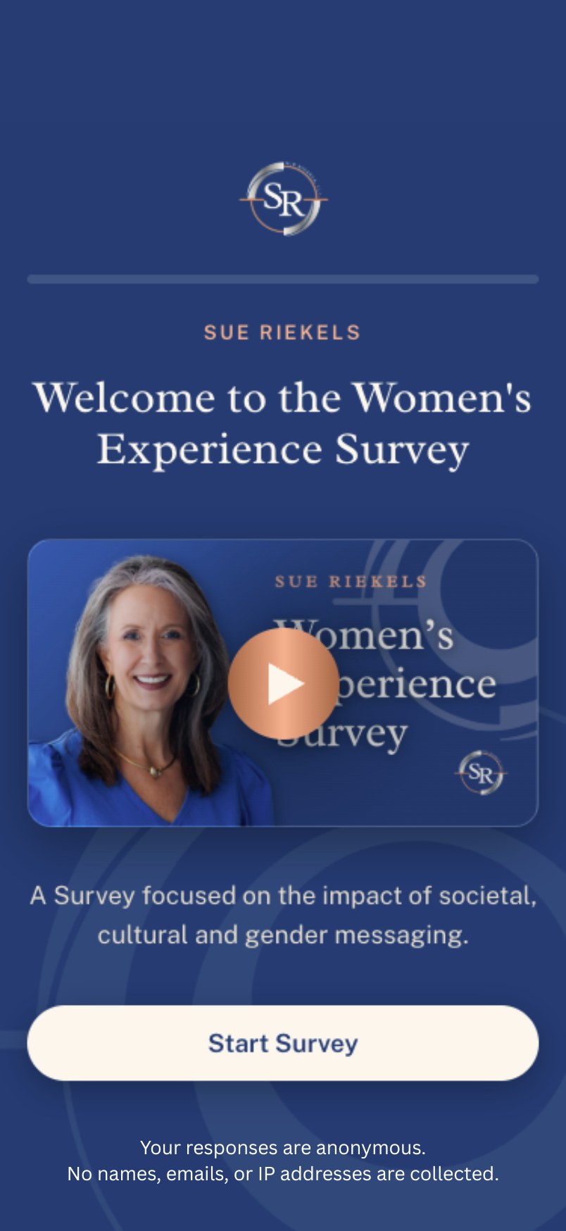 Sue&rsquo;s Surveys — anonymous survey platform built by Clayton Method